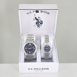 HIS AND HERS SILVER LINK WATCH SET,USC2741UO-0000A