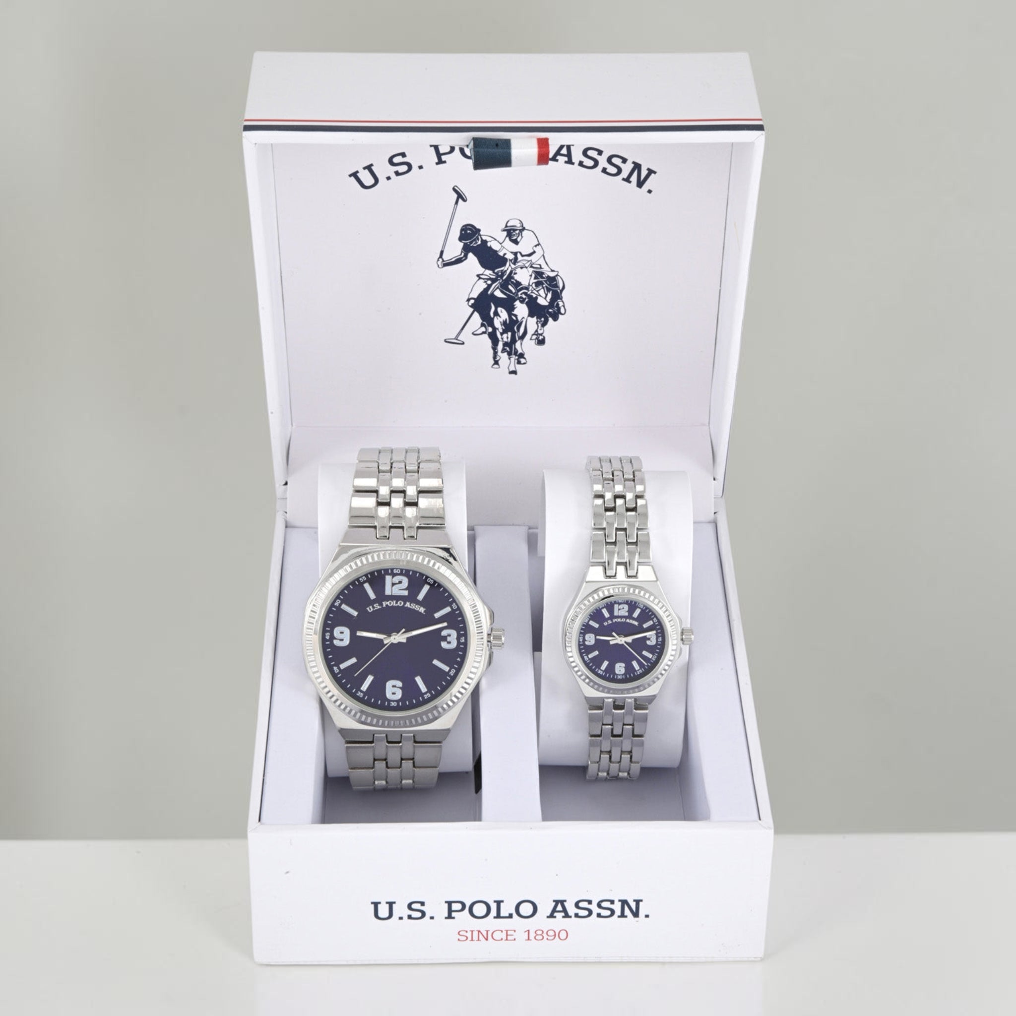 HIS AND HERS SILVER LINK WATCH SET,USC2741UO-0000A