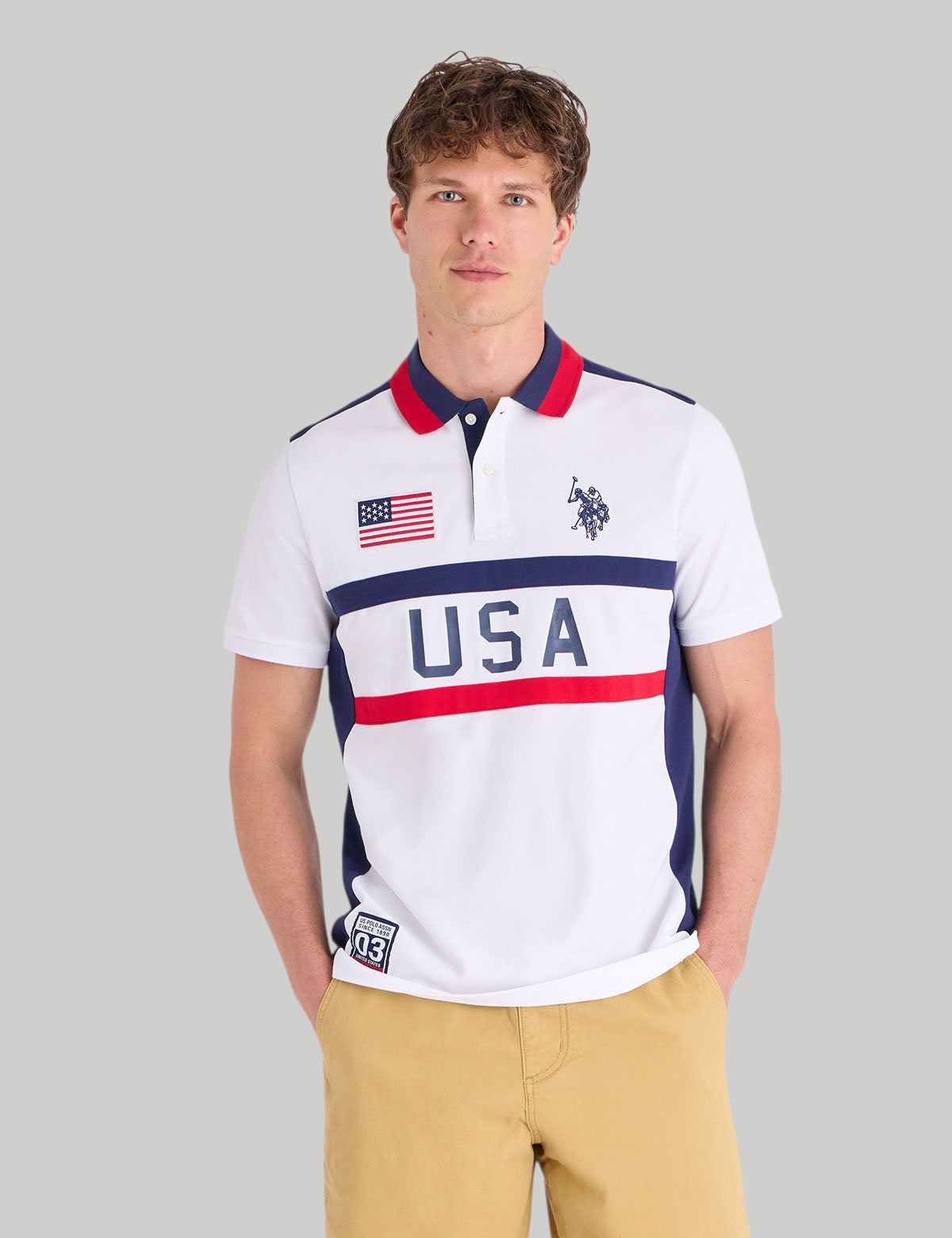 COLORBLOCK AMERICANA APPLIQUE PIQUE POLO SHIRT