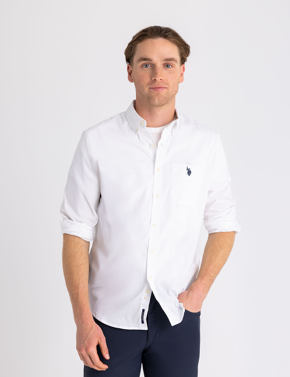 SOLID STRETCH POPLIN LONG SLEEVE SHIRT Serial 11C251-VT00A
