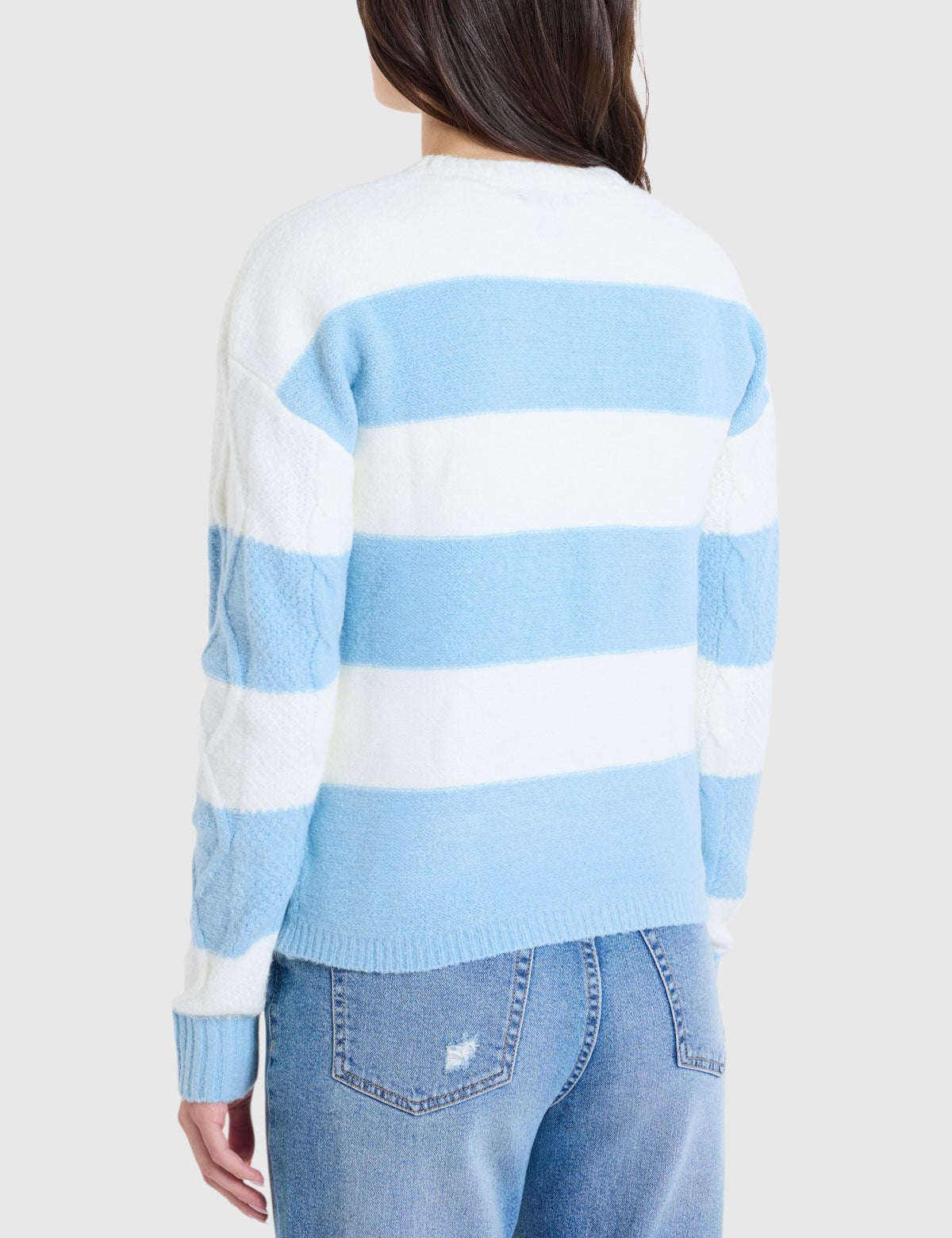 US.POLO.ASSN MIXED CABLE RUGBY STRIPE SWEATER,21W0013-EP00A