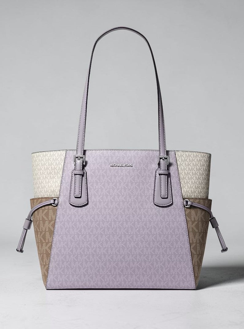 Michael Kors Voyager Large Color-Block Signature Logo Tote Bag,35S5SV6T7B