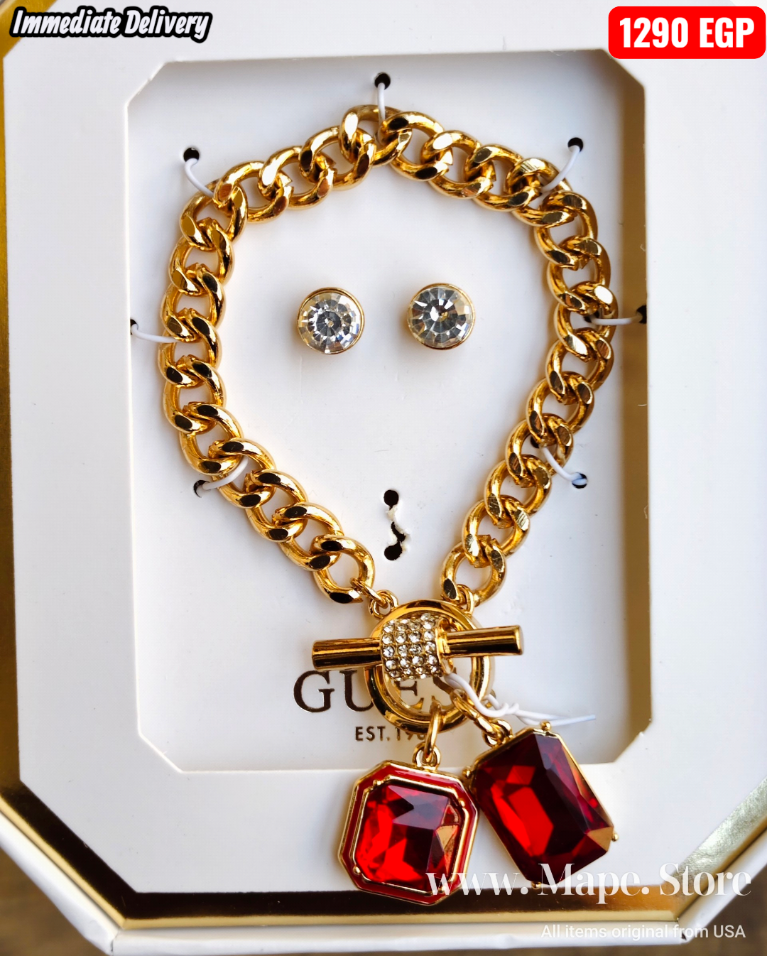 Immediate Guess Toggle Bracelet & Stud Earrings Set