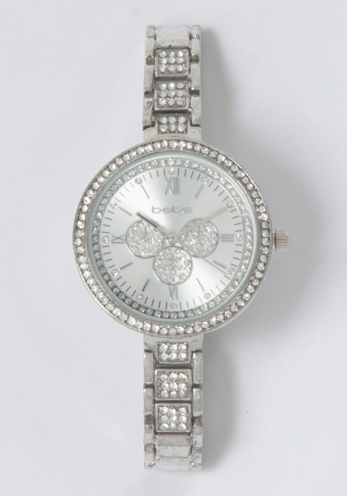 Silver Dial Crystal Bezel Watch