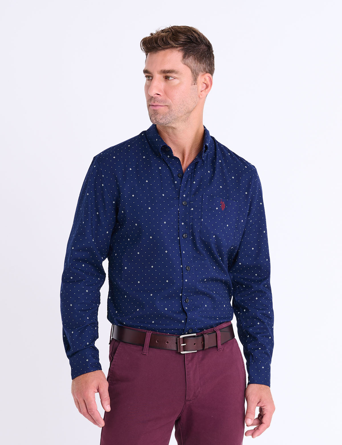 LONG SLEEVE DOT DIAMOND PEACH TWILL SHIRT Serial 11H0273-XI00A