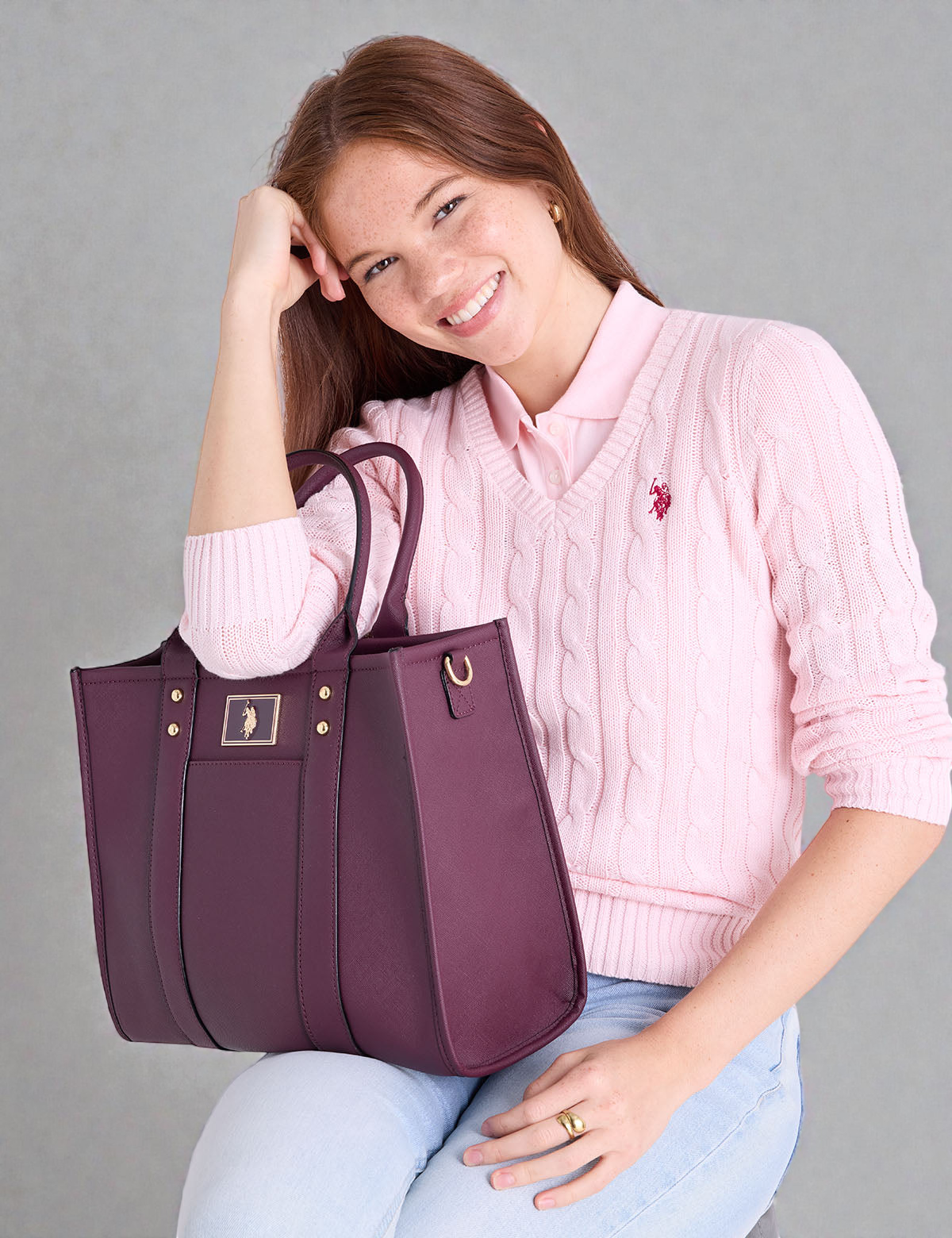 Immediate USPA BOX TOTE WITH CROSSBODY STRAP