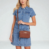 Avelina Rhinestone Logo Double-Zip Crossbody