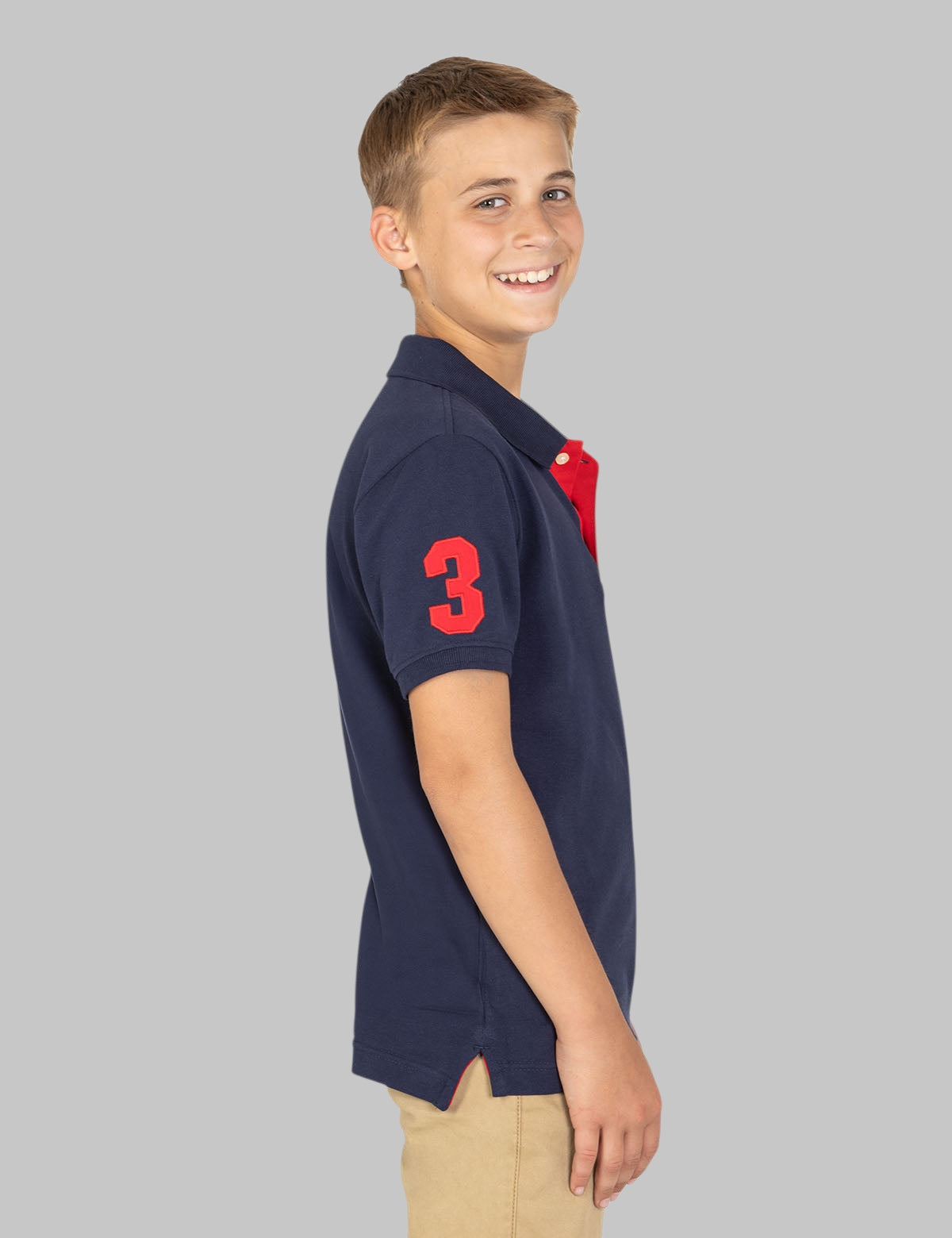 BOYS MULTI COLOR LOGO SOLID PIQUE POLO SHIRT