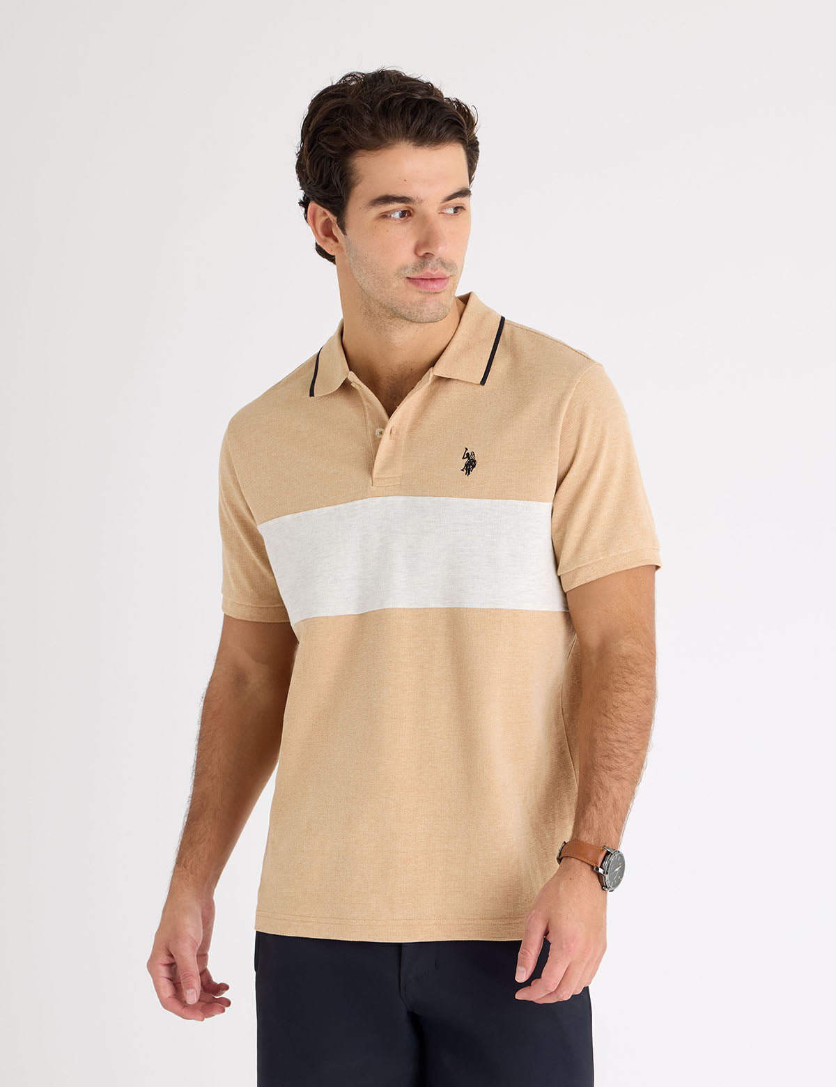 OTTOMAN KNIT COLORBLOCK POLO SHIRT,11P0204-9600A