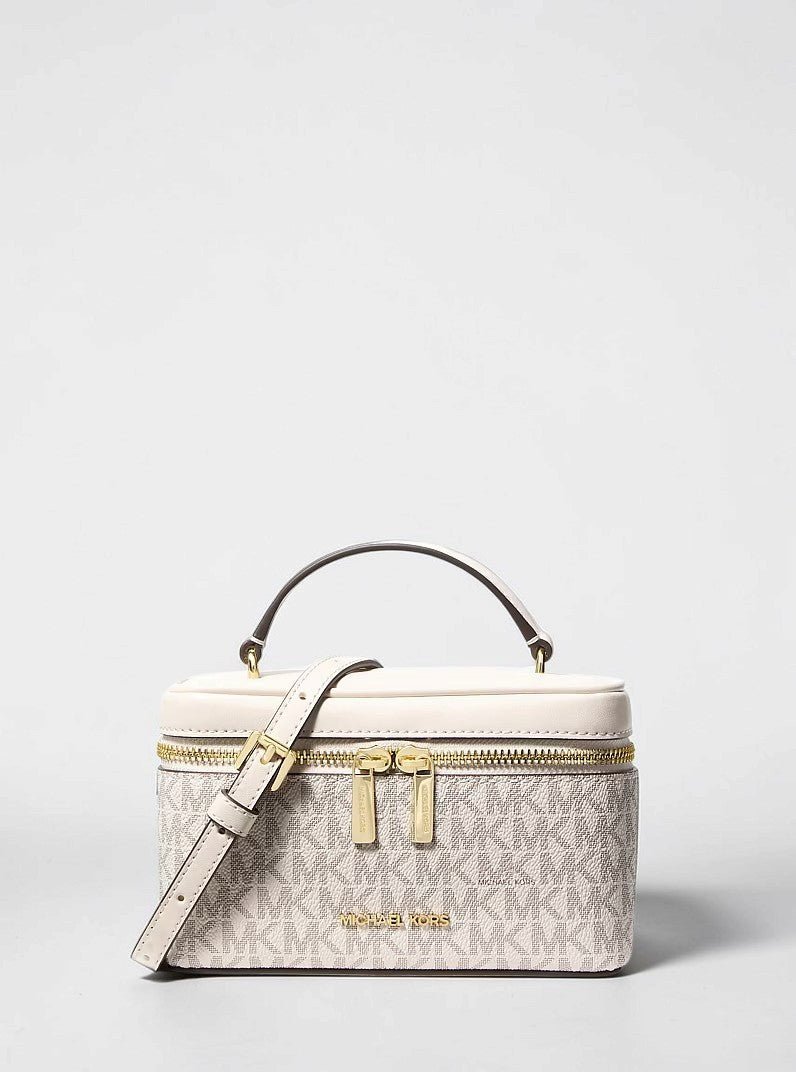 Michael Kors Vivi Small Plaid Print Wool Blend Vanity Crossbody Bag,35F6SVFC5U
