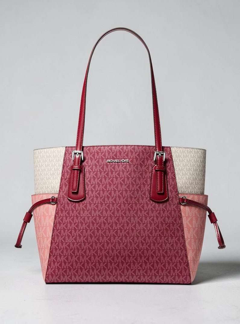 Michael Kors Voyager Large Color-Block Signature Logo Tote Bag,35S5SV6T7B