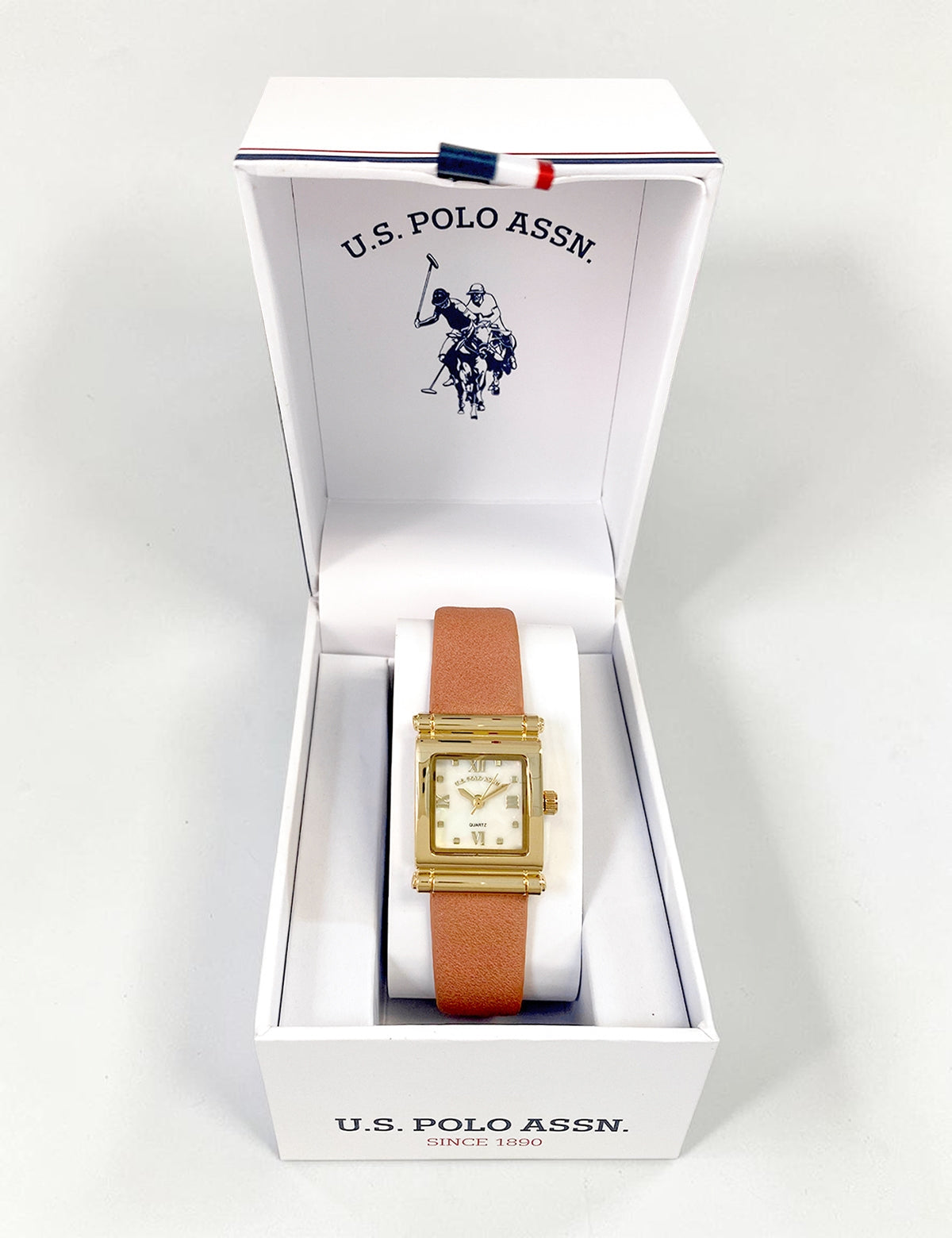 LADIES BROWN STRAP SQUARE FACE WATCH,USC42173UO-0000A