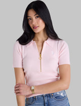 RIB ZIP SWEATER POLO SHIRT