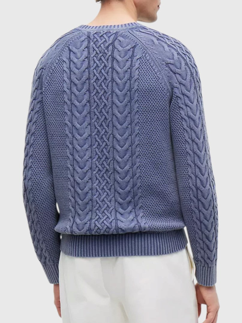 TOMMY HILFIGER Indigo Flag Logo Cable Knit Sweater,XM07586-C9T