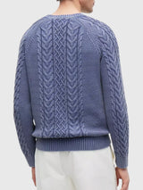 TOMMY HILFIGER Indigo Flag Logo Cable Knit Sweater,XM07586-C9T