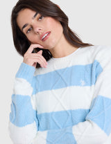 US.POLO.ASSN MIXED CABLE RUGBY STRIPE SWEATER,21W0013-EP00A