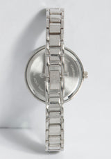 Silver Dial Crystal Bezel Watch