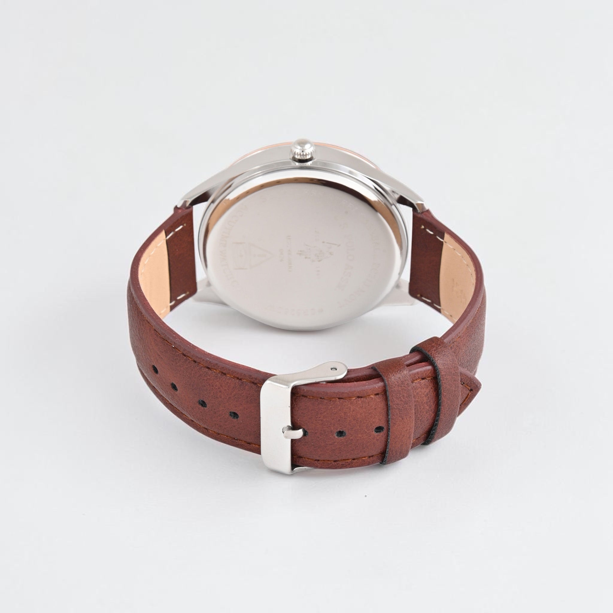 MENS BROWN STRAP GOLD ACCENT WATCH