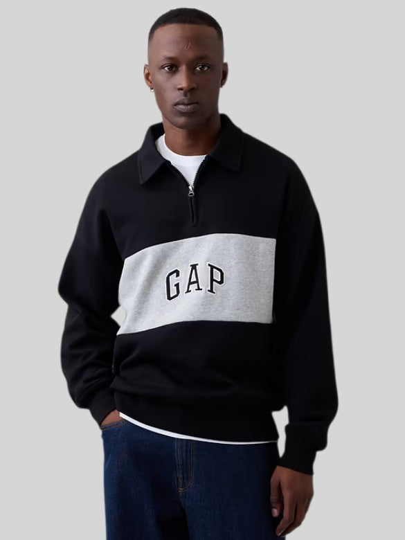 GAP Oversized Gap Logo Quarter-Zip Sweatshirt,1179549