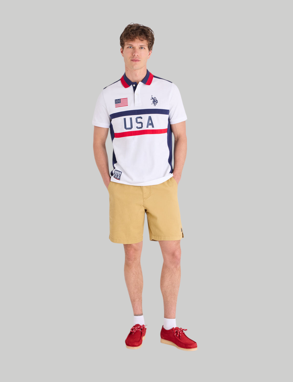COLORBLOCK AMERICANA APPLIQUE PIQUE POLO SHIRT