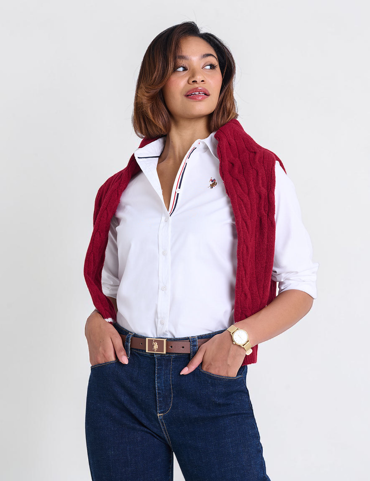 LONG SLEEVE SOLID STRETCH OXFORD SHIRT 215859-YI00A