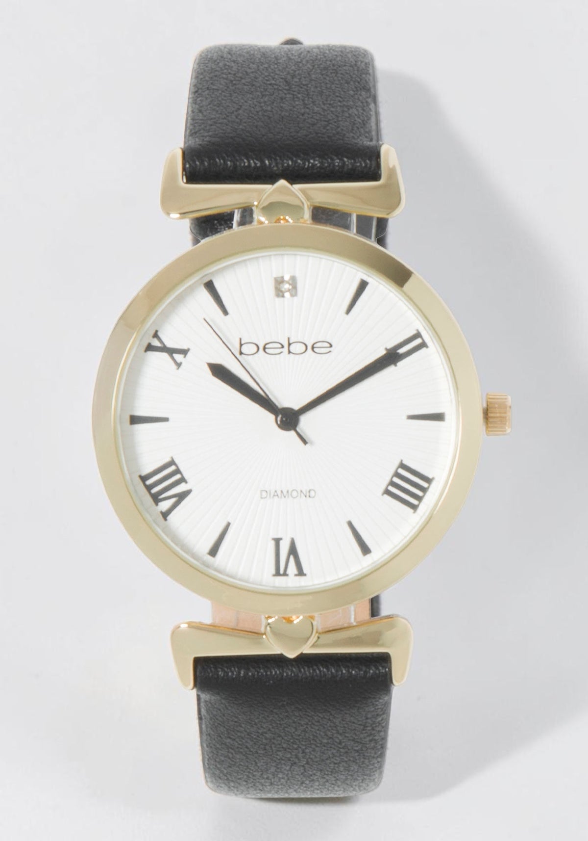 Black Strap Diamond Dial Watch
