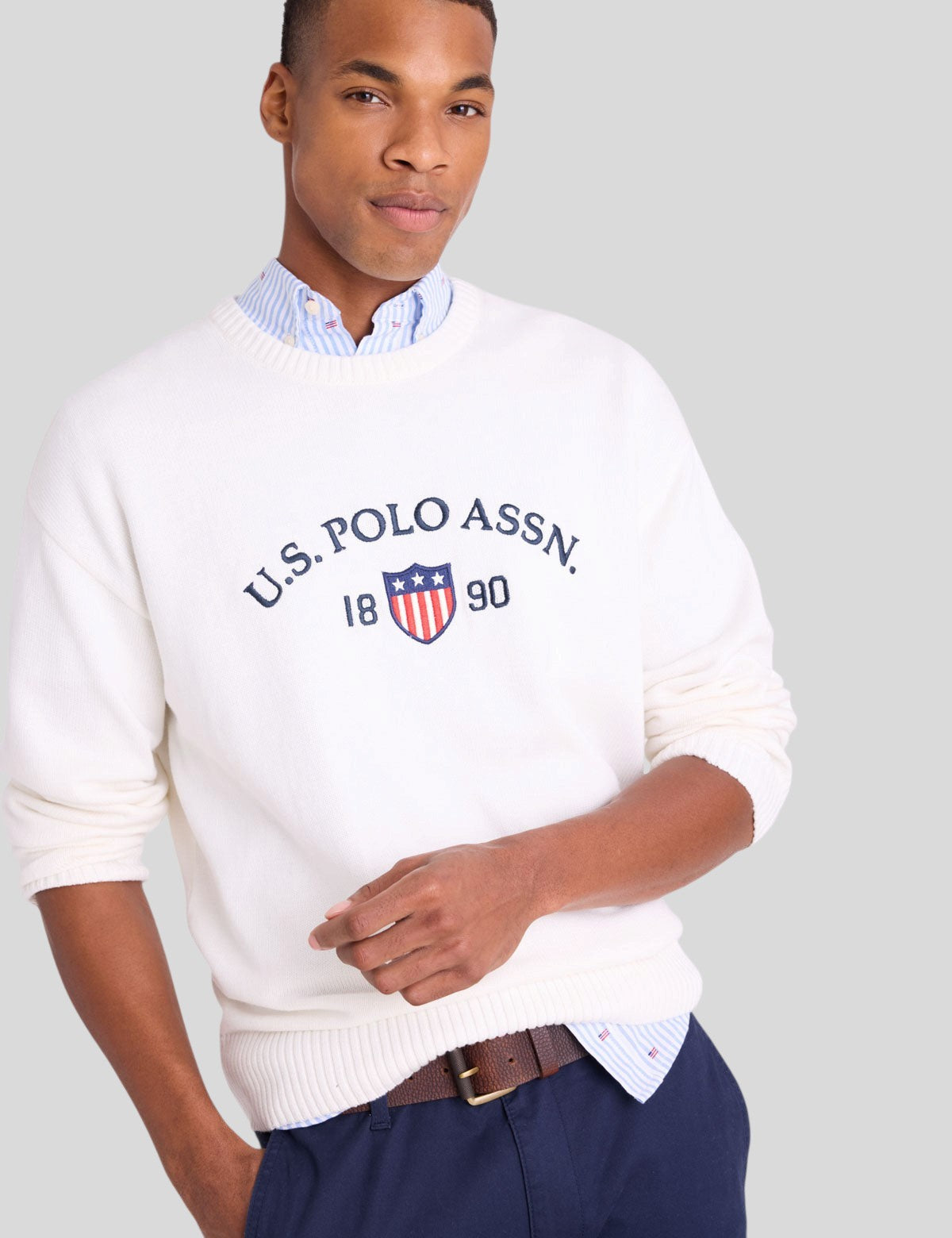US.POLO.ASSN SHIELD LOGO CREW NECK SWEATER, USUF6S5642