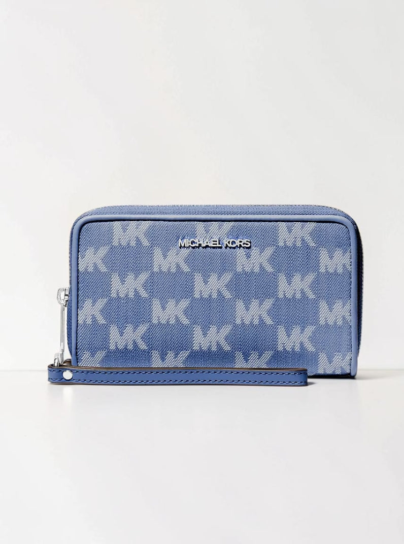 Jet Set Travel Large Logo Jacquard Denim Smartphone Wristlet,35S6STVE3J
