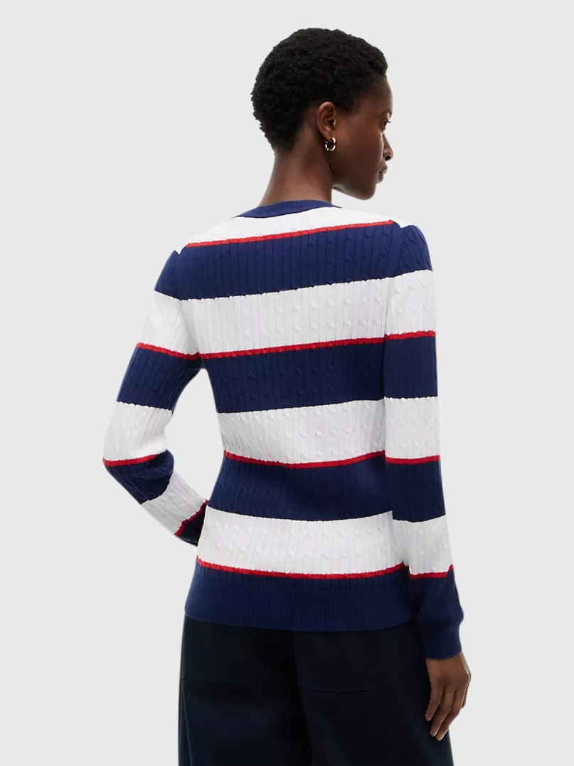 TOMMY HILFIGER Rugby Stripe Cable Knit Sweater,XW08906-YCF