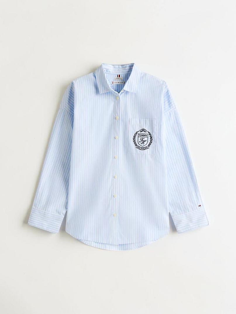 Relaxed Fit Crest Logo Striped Shirt Serial  XW05475-C1Z