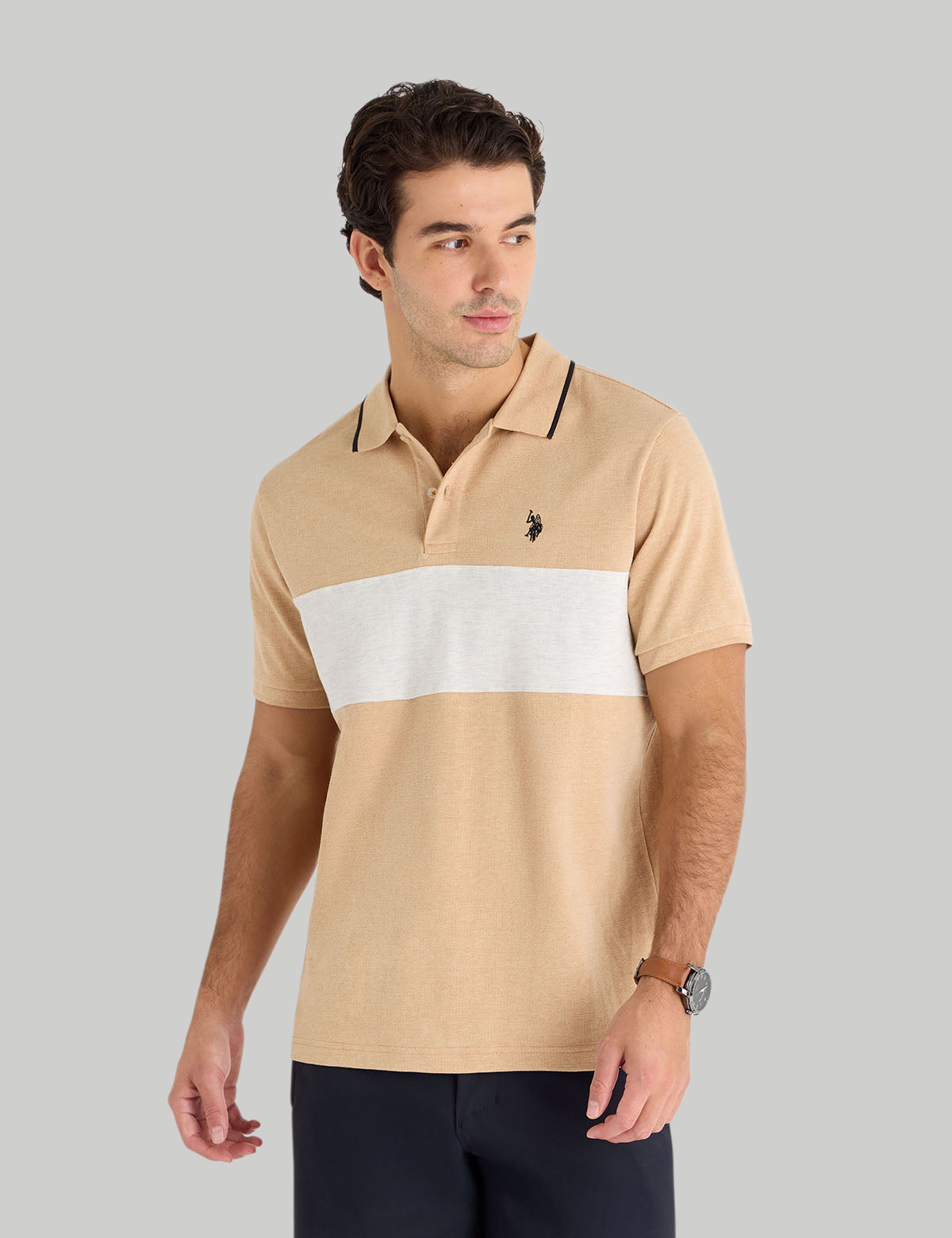OTTOMAN KNIT COLORBLOCK POLO SHIRT