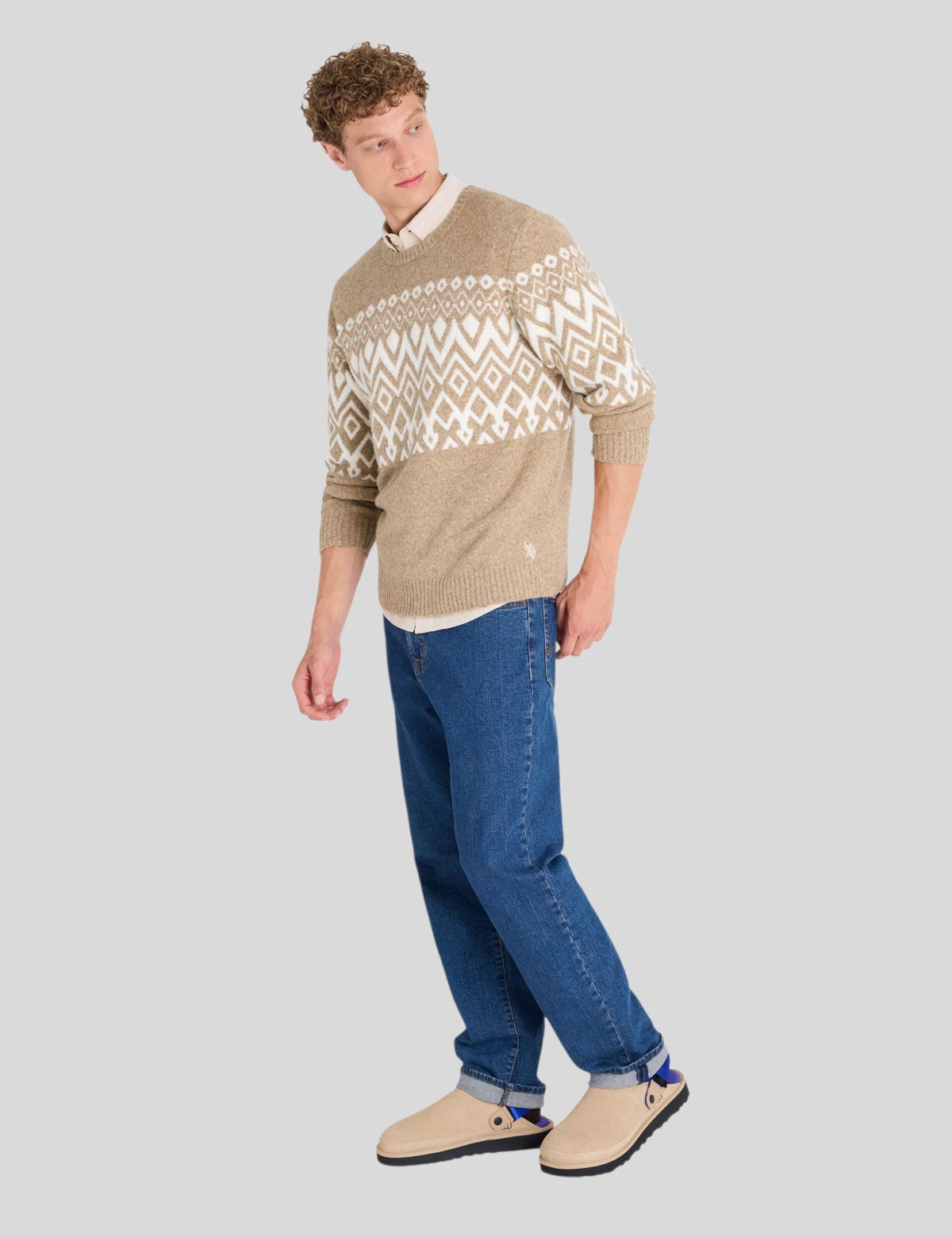 US.POLO.ASSN FAIRISLE CREW NECK SWEATER,USUF6S5661-0000A