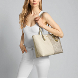 M.K Rhea Medium Metallic Signature Logo Backpack