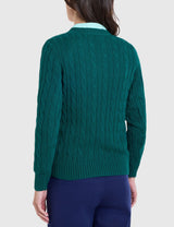 US.POLO.ASSN CABLE V-NECK SWEATER, 21W0007-EE00A