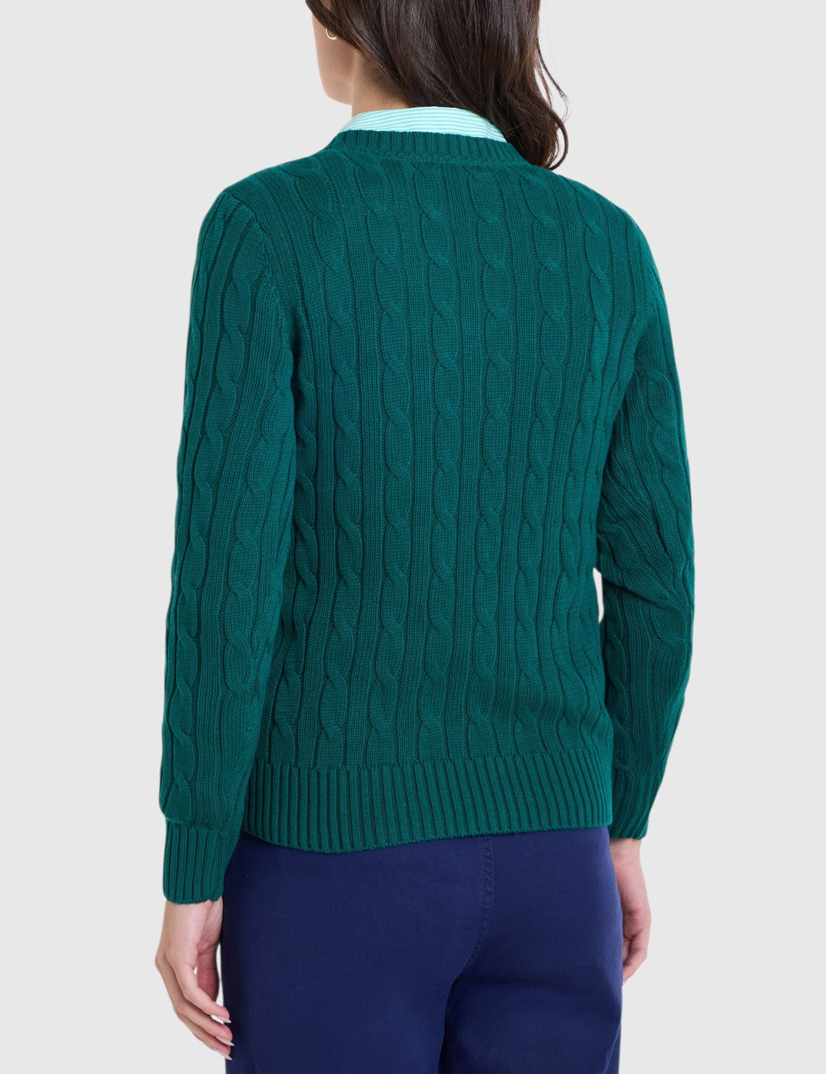 US.POLO.ASSN CABLE V-NECK SWEATER, 21W0007-EE00A