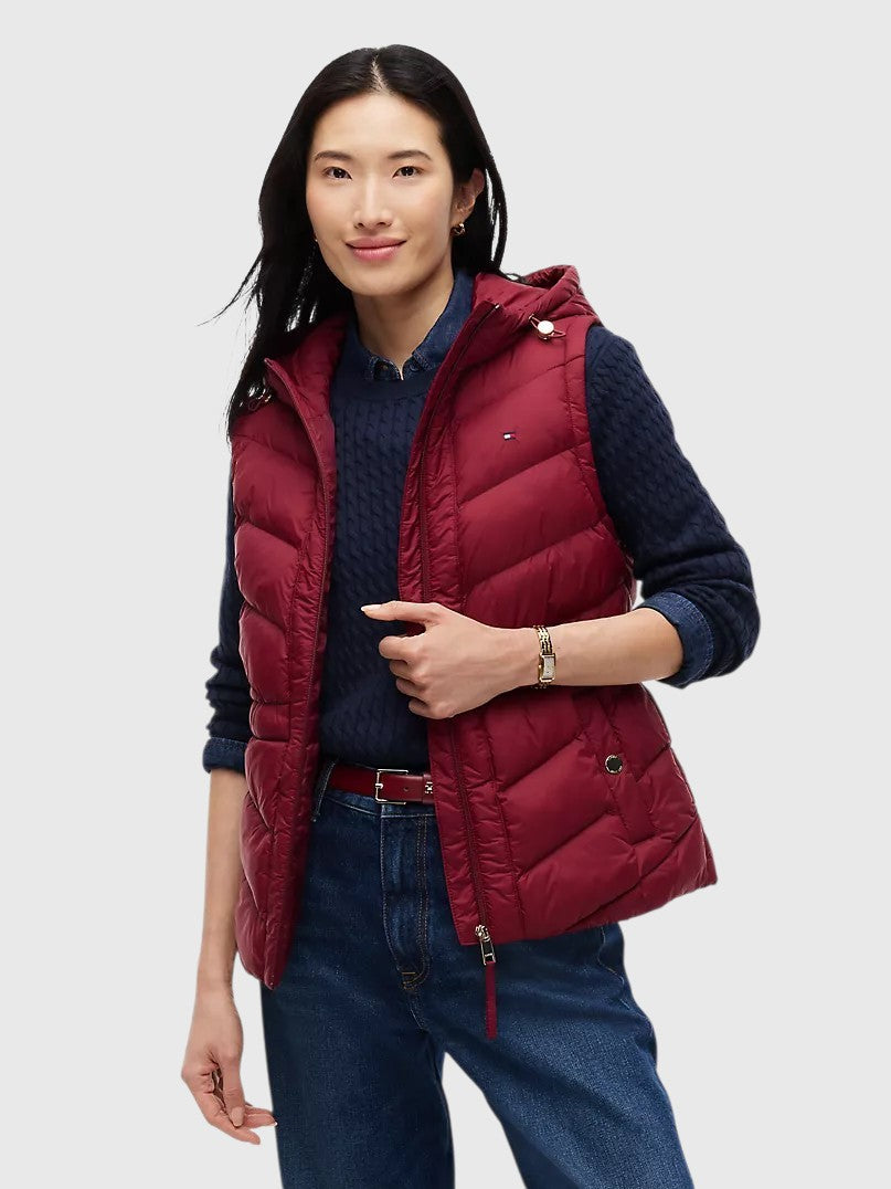 TOMMY HILFIGER Lightweight Quilted Hooded Vest,XW09417-DW5