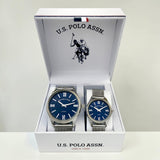 HIS AND HERS SILVER MESH STRAP WATCH SET,USC2714UO-0000A
