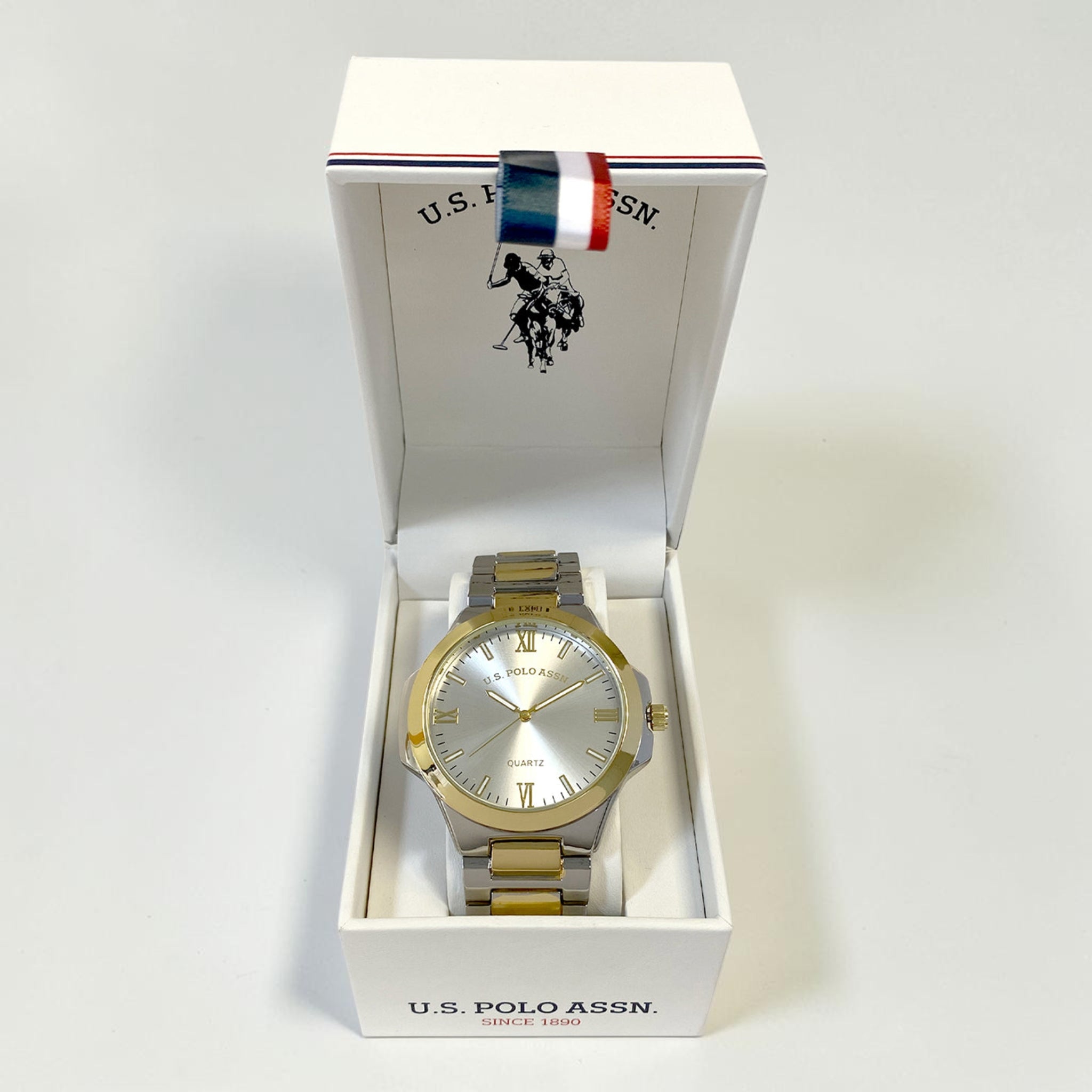 MENS TWO TONE SILVER AND GOLD LINK WATCH,USC80836UO-0000A
