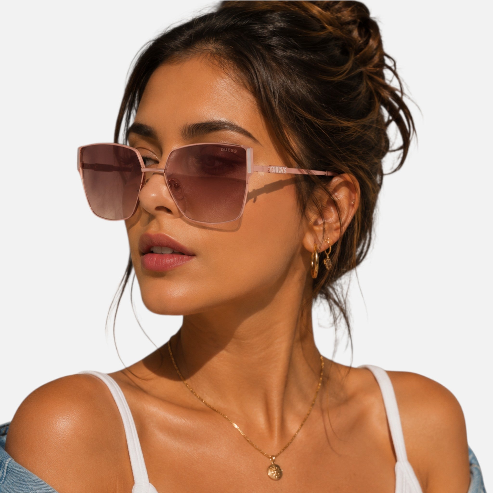 Guess Gradient Brown Butterfly Ladies Sunglasses,GF6158