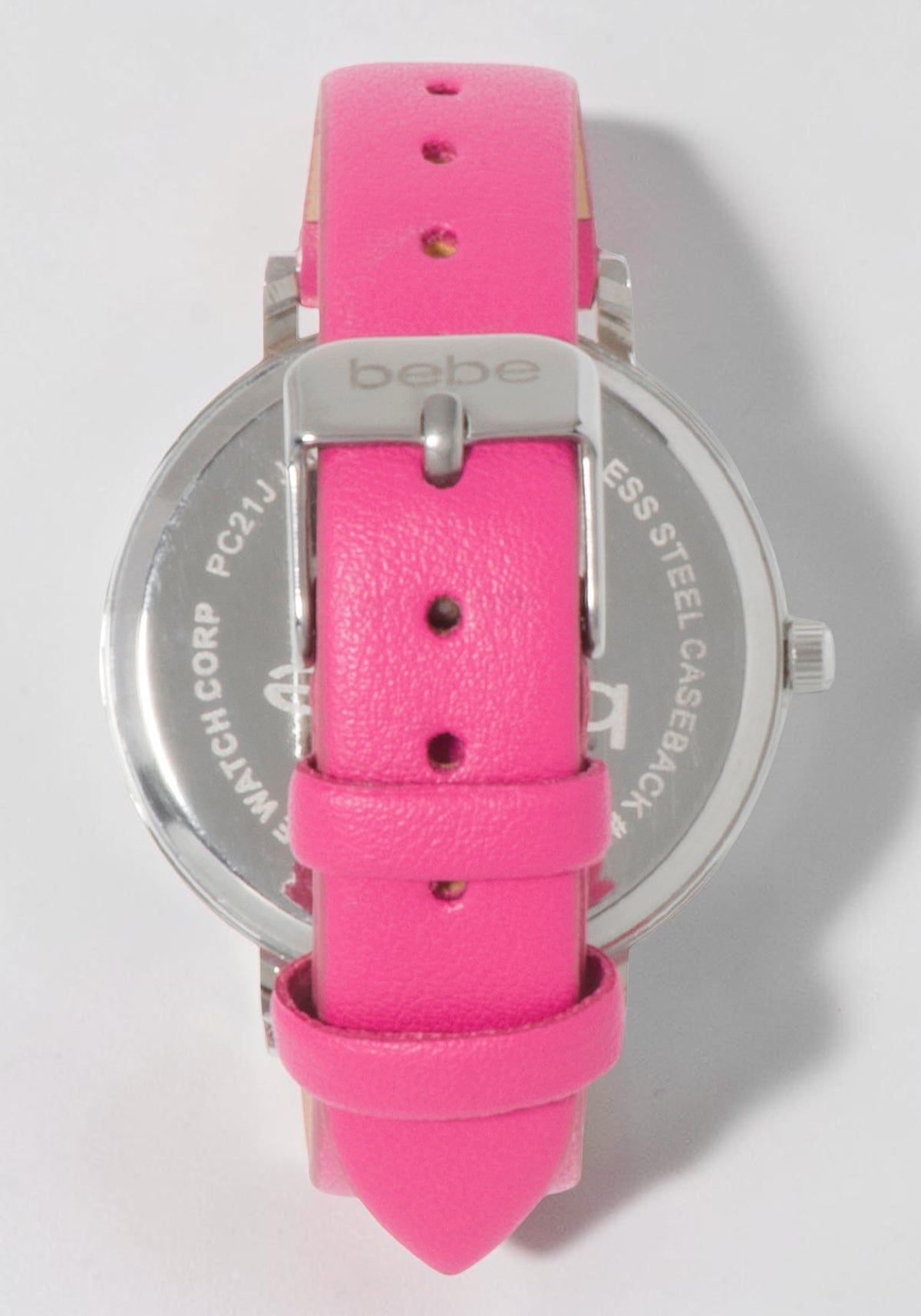 Magenta Strap Watch with Crystal Bezel