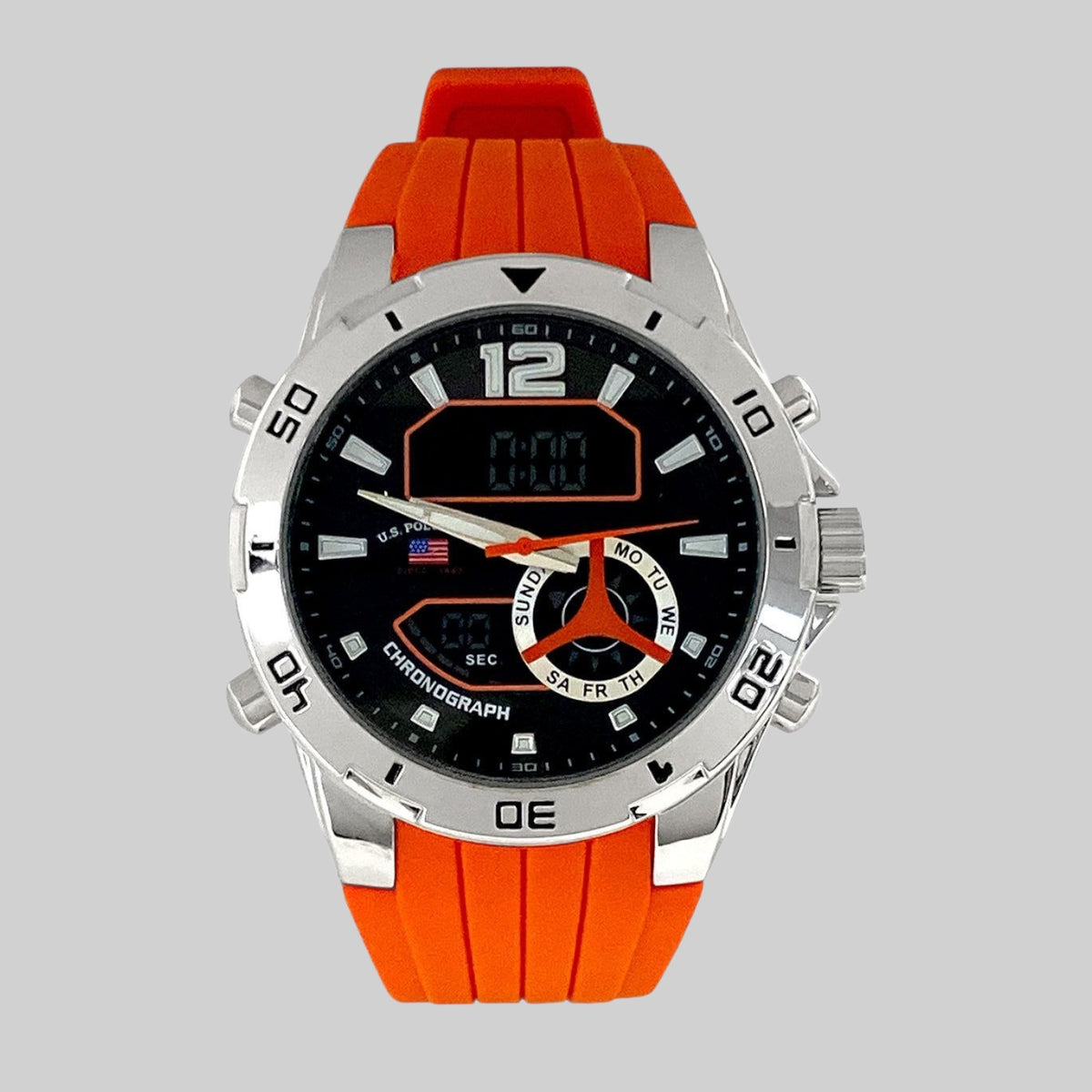 MENS ORANGE STRAP ANADIGI WATCH,US9874UO-0000A