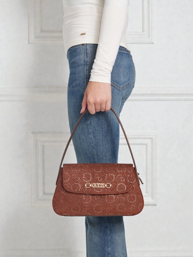 Avelina Rhinestone Logo Shoulder Bag