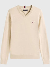 TOMMY HILFIGER Solid Logo V-Neck Sweater,78J8323-BDS
