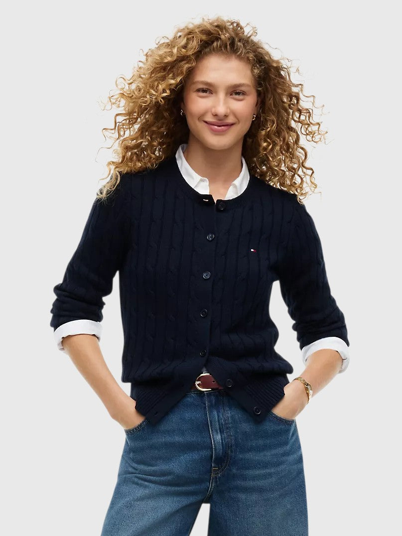 TOMMY HILFIGER Cable Knit Cardigan,XW07848-HIN