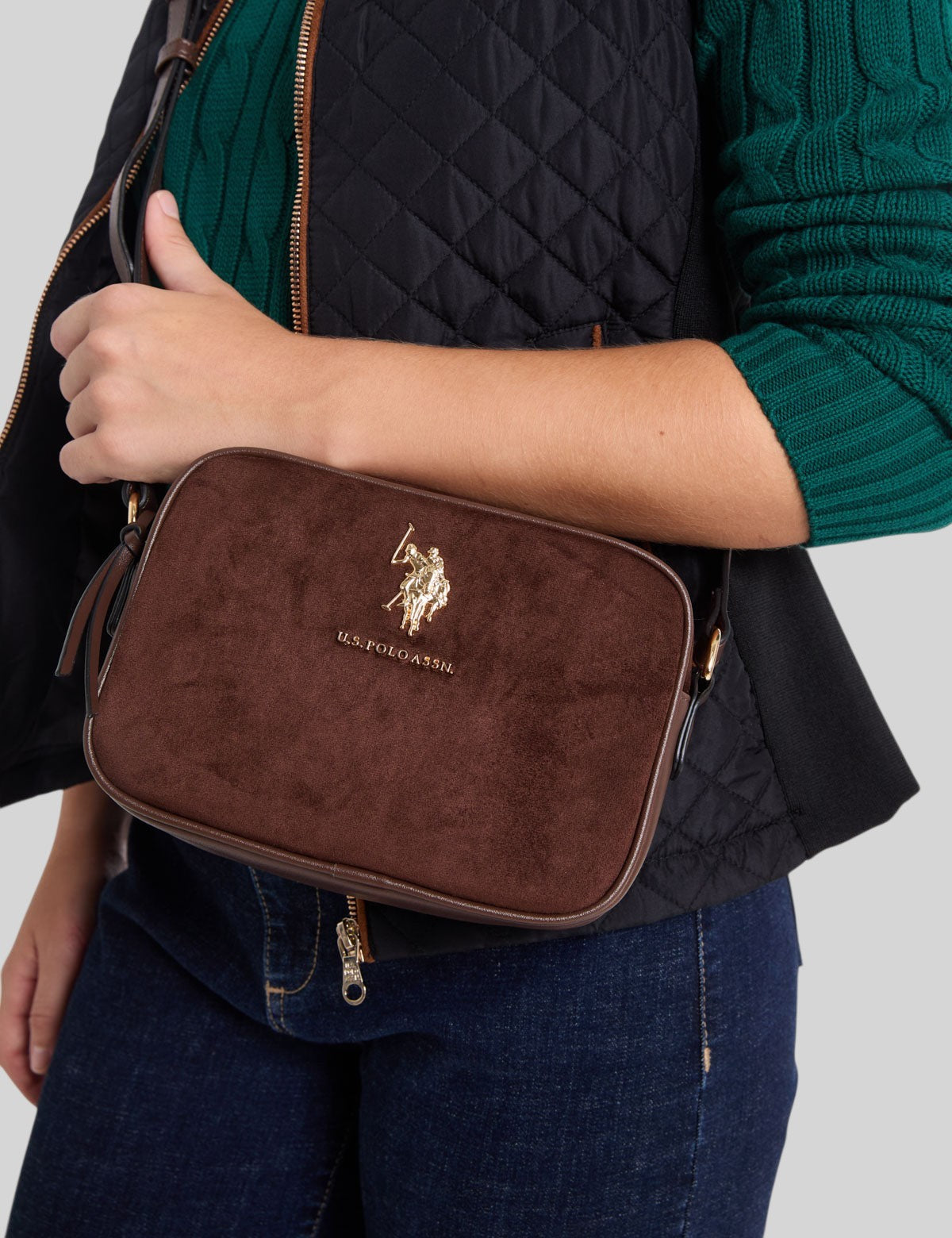 US.POLO.ASSN SUEDE CROSSBODY BAG ,27A399-AA00A