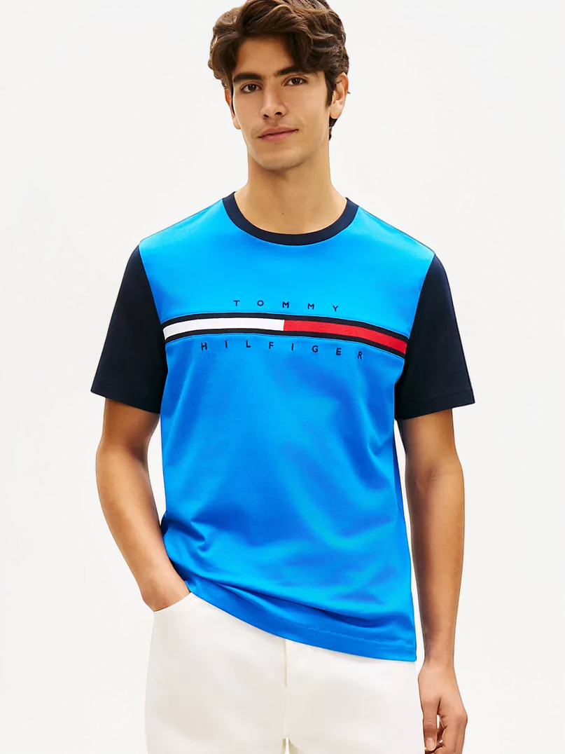 Flag Logo Contrast Sleeve T-Shirt