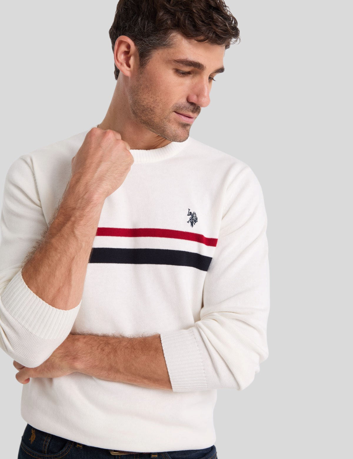US.POLO.ASSN SIGNATURE STRIPE COTTON CREW NECK SWEATER, USUF6S5269
