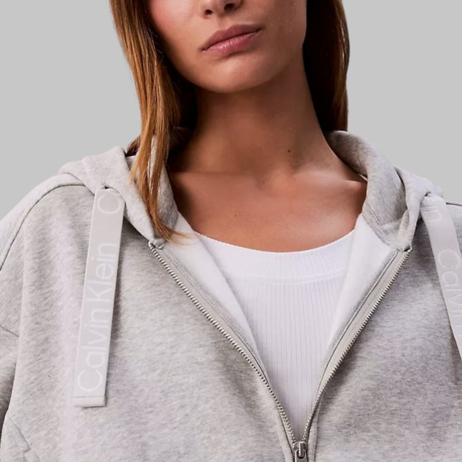 Logo Tape Fleece Zip Relaxed Hoodie