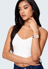 Rose Dial Crystal Bezel Watch