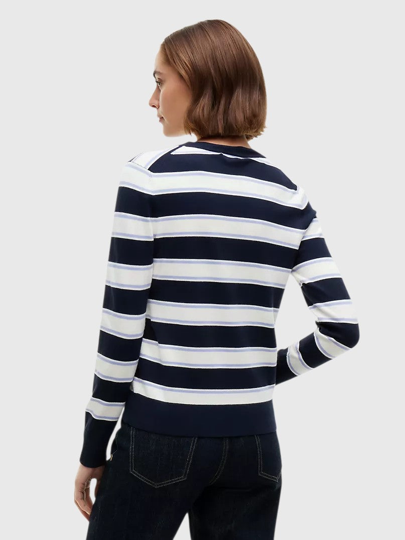 TOMMY HILFIGER Lightweight Striped V-Neck Sweater,XW09742-VLP